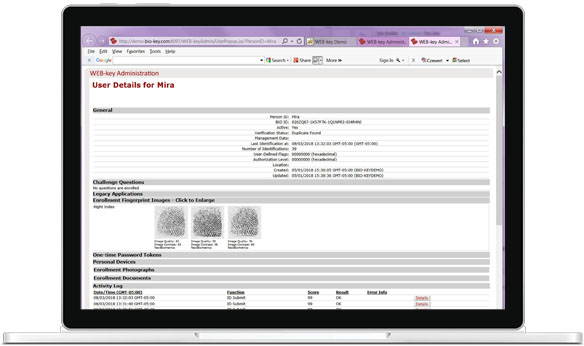 WEB-key Biometric Authentication Software