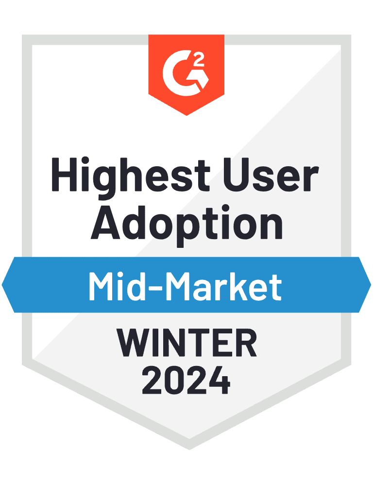 G2 Winter 2024 - Highest User Adoption (Mid-Market)