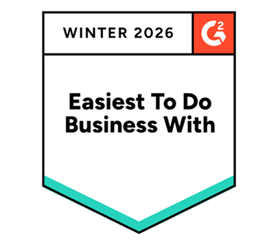 G2 Winter 2026 badge labeled ‘Easiest To Do Business With’ with a green accent.
